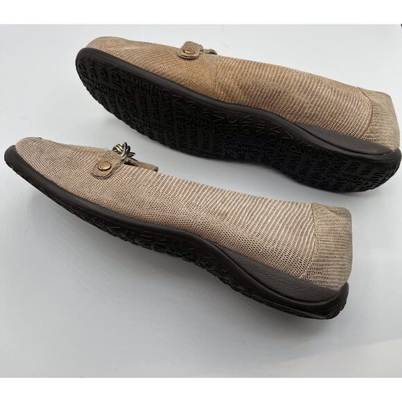 Vionic Orthaheel Alda Womens 10 Beige Saddle Lizard Print Leather Loafers Tan - Picture 10 of 11